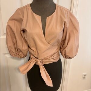 Amanda Uprichard Wrap Puff Sleep Top in Beige. Originally $175. $49